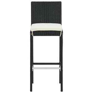 3-tlg. Gartenbar-Set Akazie & Poly Rattan Schwarz