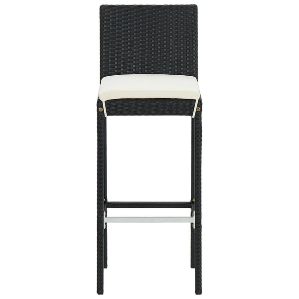 3-tlg. Gartenbar-Set Akazie & Poly Rattan Schwarz