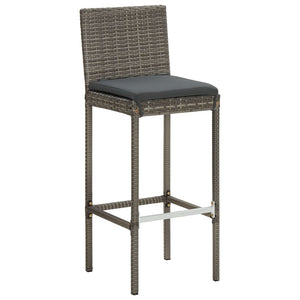 3-tlg. Gartenbar-Set Grau Akazie & Rattan