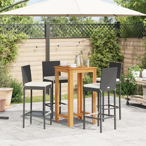 5-tlg. Gartenbar-Set Akazie & Poly Rattan