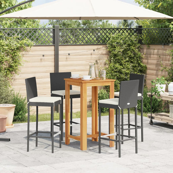 5-tlg. Gartenbar-Set Akazie & Poly Rattan