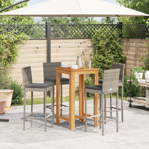 5-tlg. Gartenbar-Set Grau Akazie & Rattan