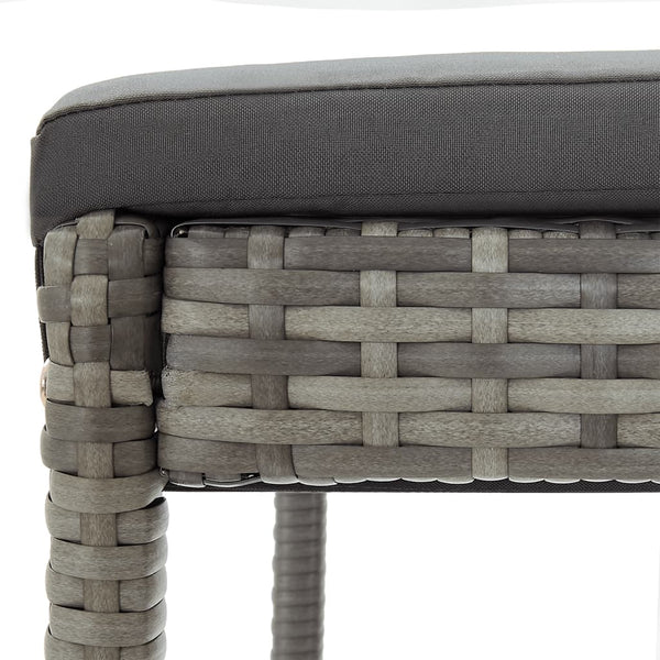 5-tlg. Gartenbar-Set Grau Akazie & Rattan
