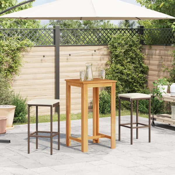 3-tlg. Gartenbar-Set Akazie & Poly Rattan