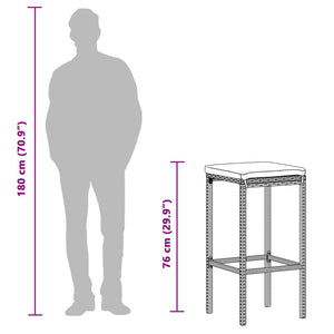 3-tlg. Gartenbar-Set Akazie & Poly Rattan