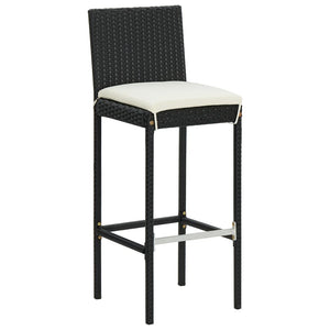 vidaXL 7-piece Garden Bar Set Black Solid Acacia Wood and Poly Rattan