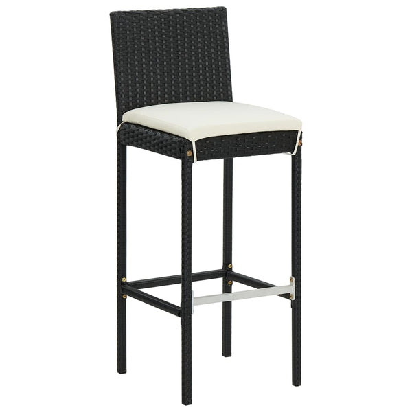 vidaXL 7-piece Garden Bar Set Black Solid Acacia Wood and Poly Rattan
