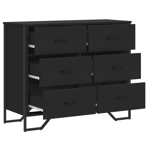 Schwarze Kommode 91 cm Holzwerkstoff