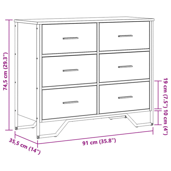 Schwarze Kommode 91 cm Holzwerkstoff