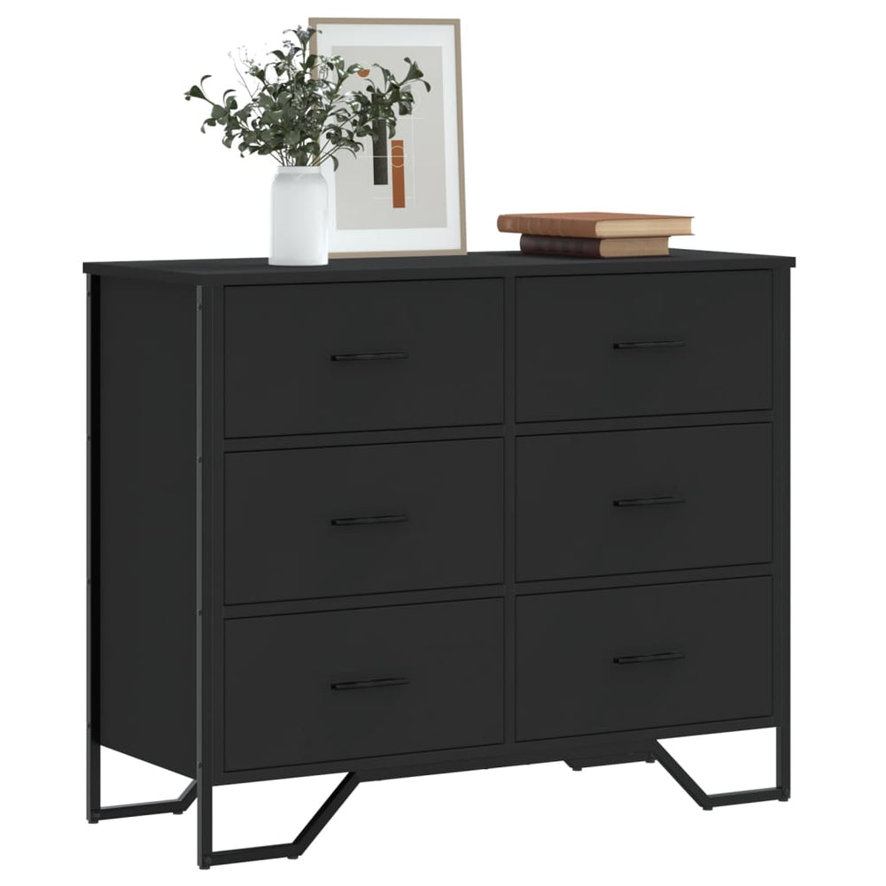 Schwarze Kommode 91 cm Holzwerkstoff