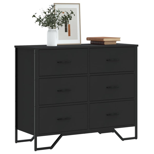 Schwarze Kommode 91 cm Holzwerkstoff