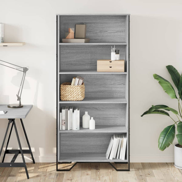 Bücherregal Grau Sonoma 80x31x169 cm