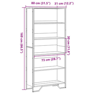 Bücherregal Grau Sonoma 80x31x169 cm