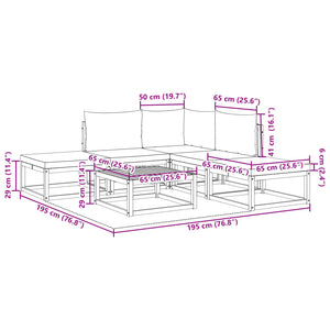 6-tlg. Gartensofa-Set Akazie mit Seil