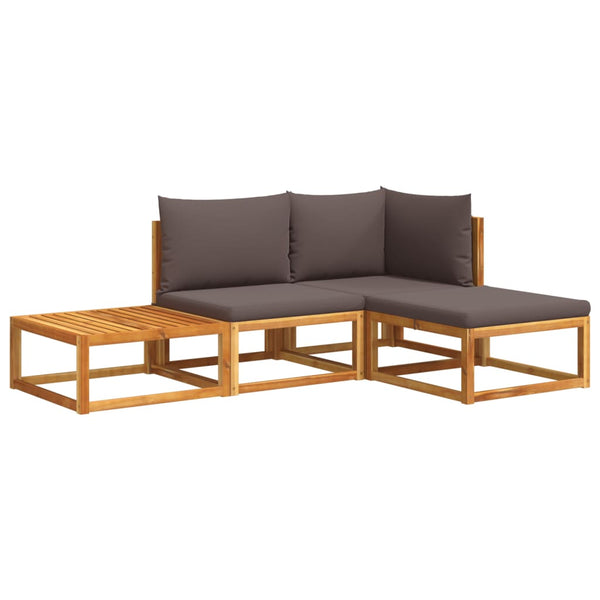 4-tlg. Gartensofa-Set Akazie mit Kissen