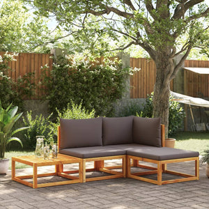 4-tlg. Gartensofa-Set Akazie mit Kissen