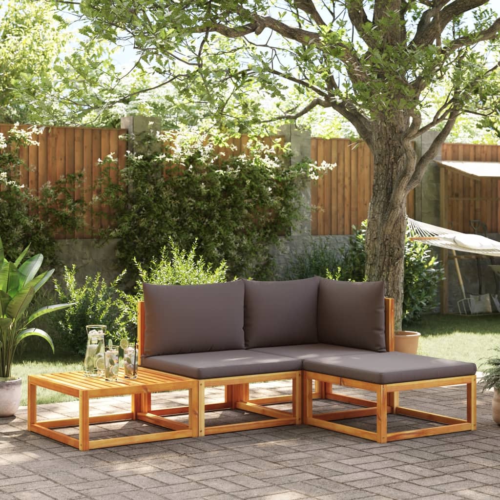 4-tlg. Gartensofa-Set Akazie mit Kissen