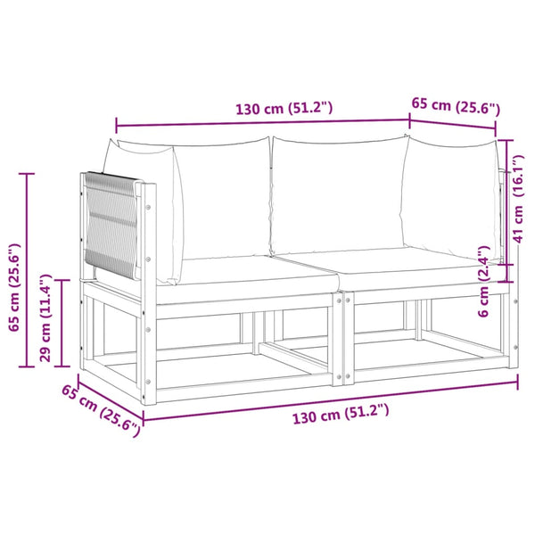 Gartensofa Ecke mit Kissen, Akazienholz