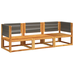 3-tlg. Gartensofa-Set Akazie mit Kissen