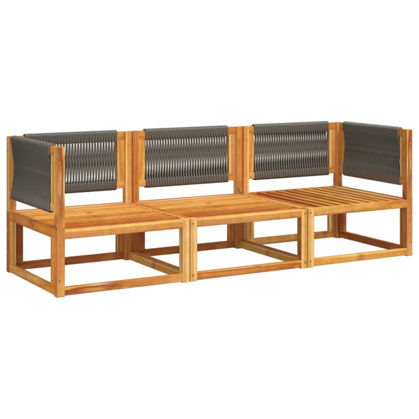 3-tlg. Gartensofa-Set Akazie mit Kissen