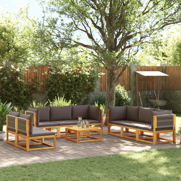 9-teiliges Gartensofa-Set Akazie mit Kissen