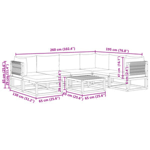 8-teiliges Gartensofa-Set Akazie mit Kissen