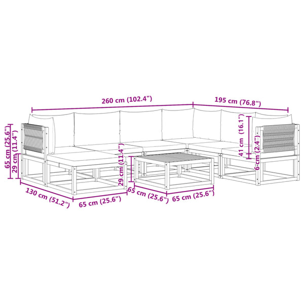 8-teiliges Gartensofa-Set Akazie mit Kissen