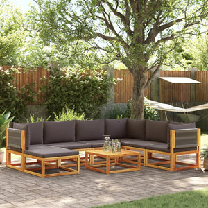 8-teiliges Gartensofa-Set Akazie mit Kissen