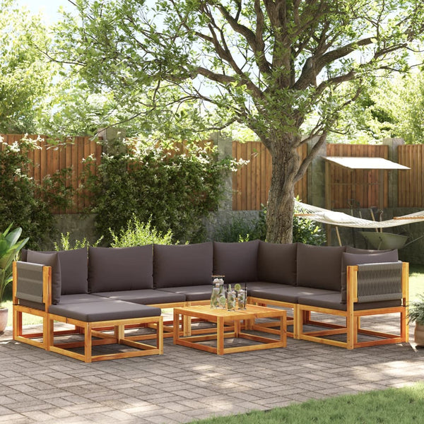 8-teiliges Gartensofa-Set Akazie mit Kissen