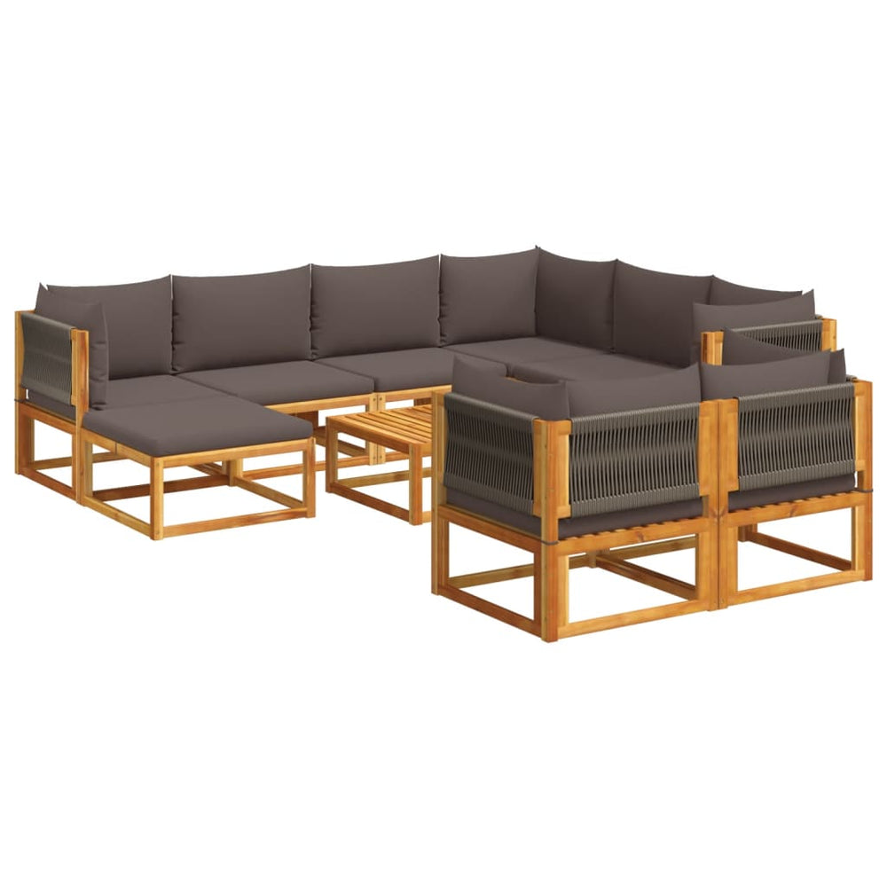 10-tlg. Gartensofa-Set Akazie mit Kissen