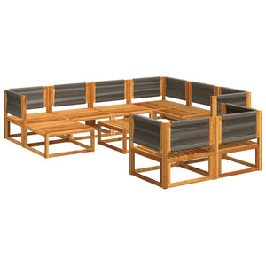 10-tlg. Gartensofa-Set Akazie mit Kissen