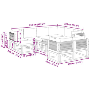 10-tlg. Gartensofa-Set Akazie mit Kissen