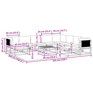 11-tlg. Gartensofa-Set Akazie & Seil