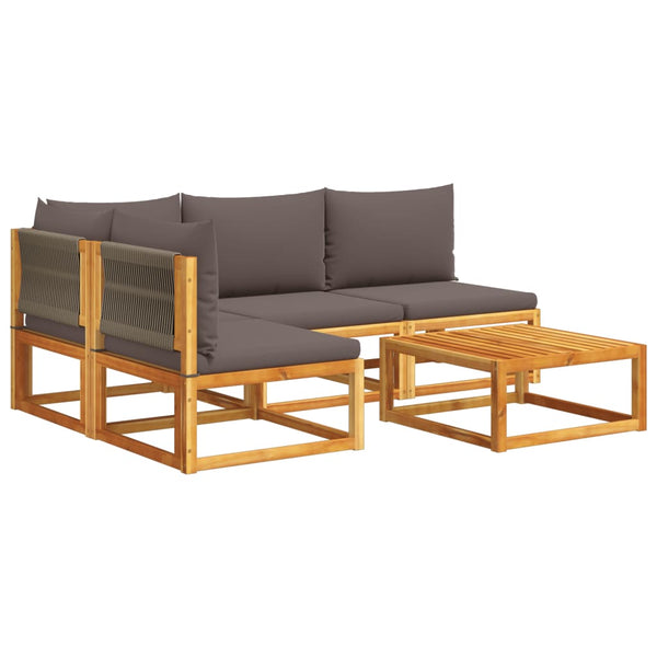 5-tlg. Gartensofa-Set Akazie mit Kissen