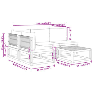 5-tlg. Gartensofa-Set Akazie mit Kissen