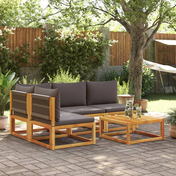 5-tlg. Gartensofa-Set Akazie mit Kissen