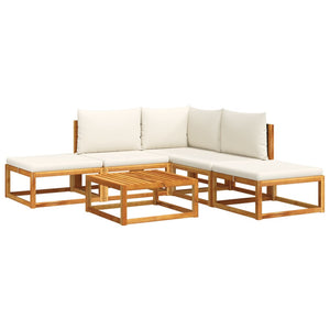 6-tlg. Gartensofa Set Akazie & Rattan