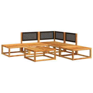 6-tlg. Gartensofa Set Akazie & Rattan