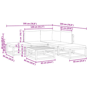 6-tlg. Gartensofa Set Akazie & Rattan