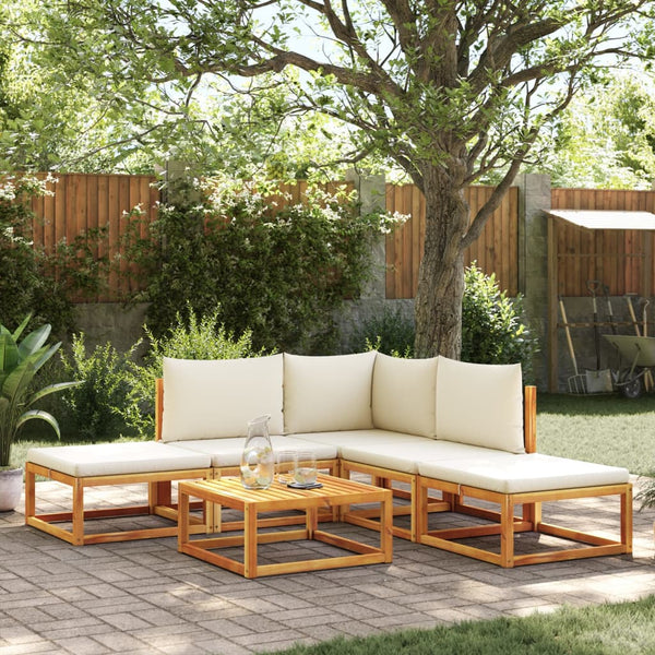 6-tlg. Gartensofa Set Akazie & Rattan