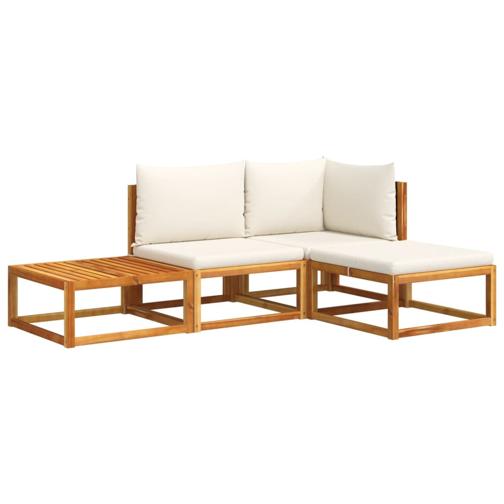 vidaXL Salon de jardin 4 pcs avec coussins Bois d'acacia et rotin