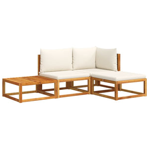 4-tlg. Gartensofa-Set Akazie & Rattan