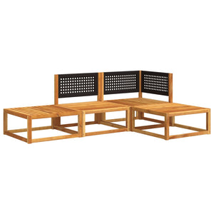 4-tlg. Gartensofa-Set Akazie & Rattan
