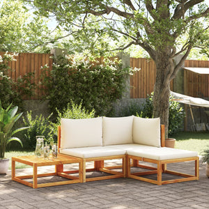 4-tlg. Gartensofa-Set Akazie & Rattan