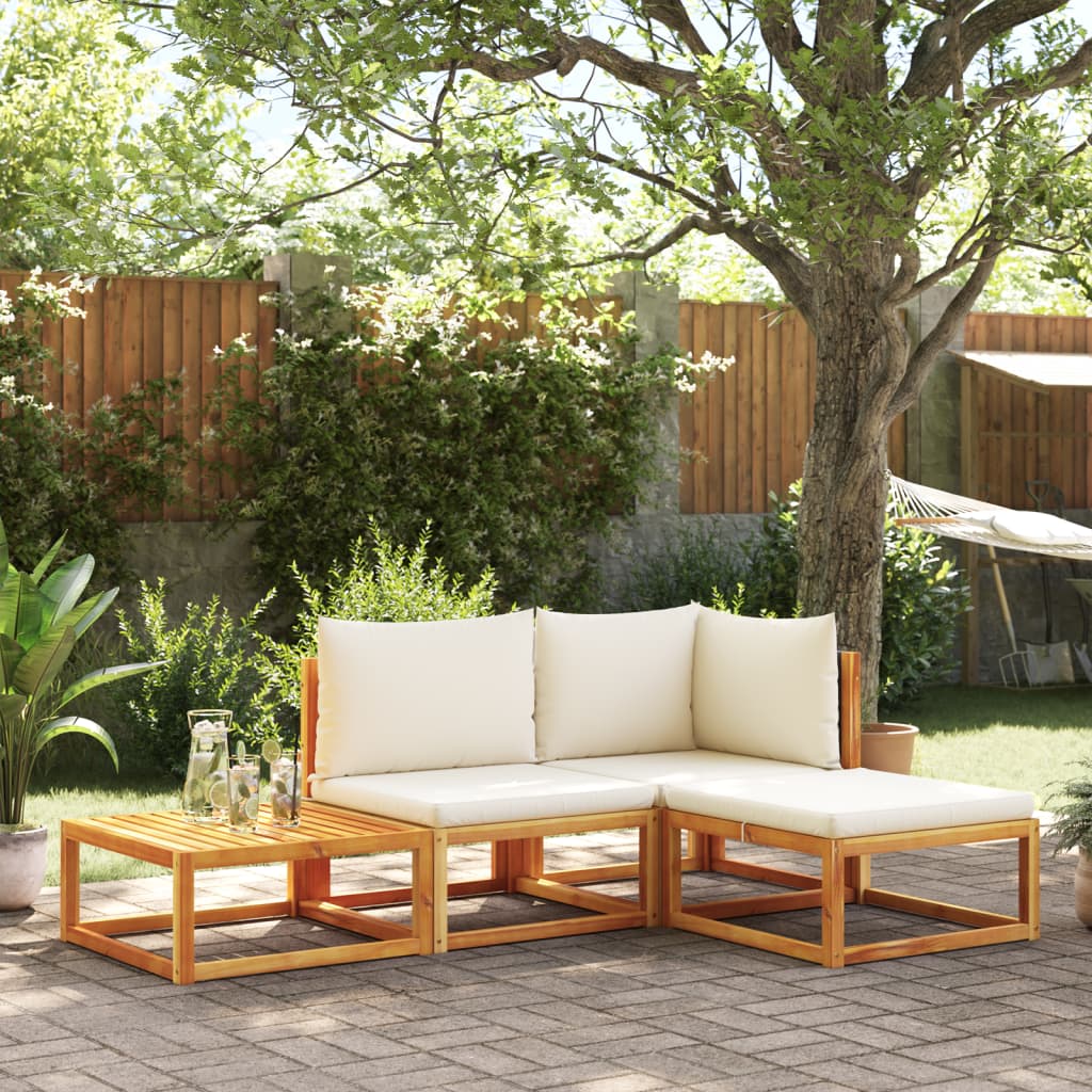 4-tlg. Gartensofa-Set Akazie & Rattan