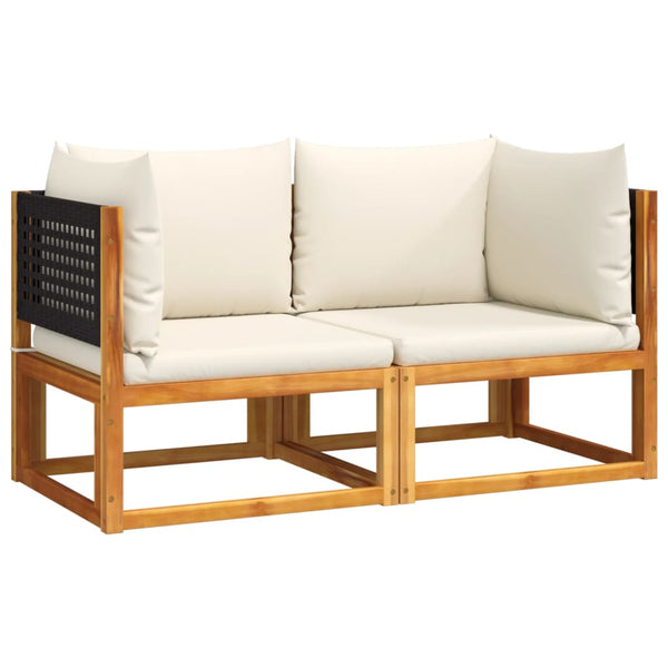 Gartensofa-Ecke Akazie & Rattan mit Kissen