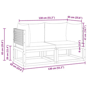 Gartensofa-Ecke Akazie & Rattan mit Kissen