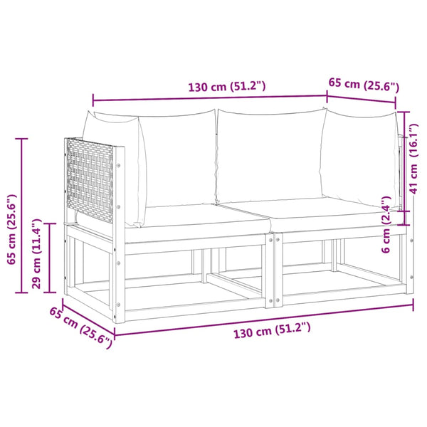 Gartensofa-Ecke Akazie & Rattan mit Kissen