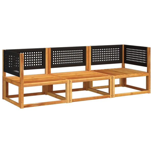 3-tlg. Gartensofa-Set Akazie & Rattan