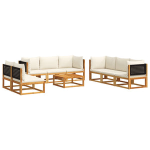 9-teiliges Gartensofa-Set Akazie & Rattan